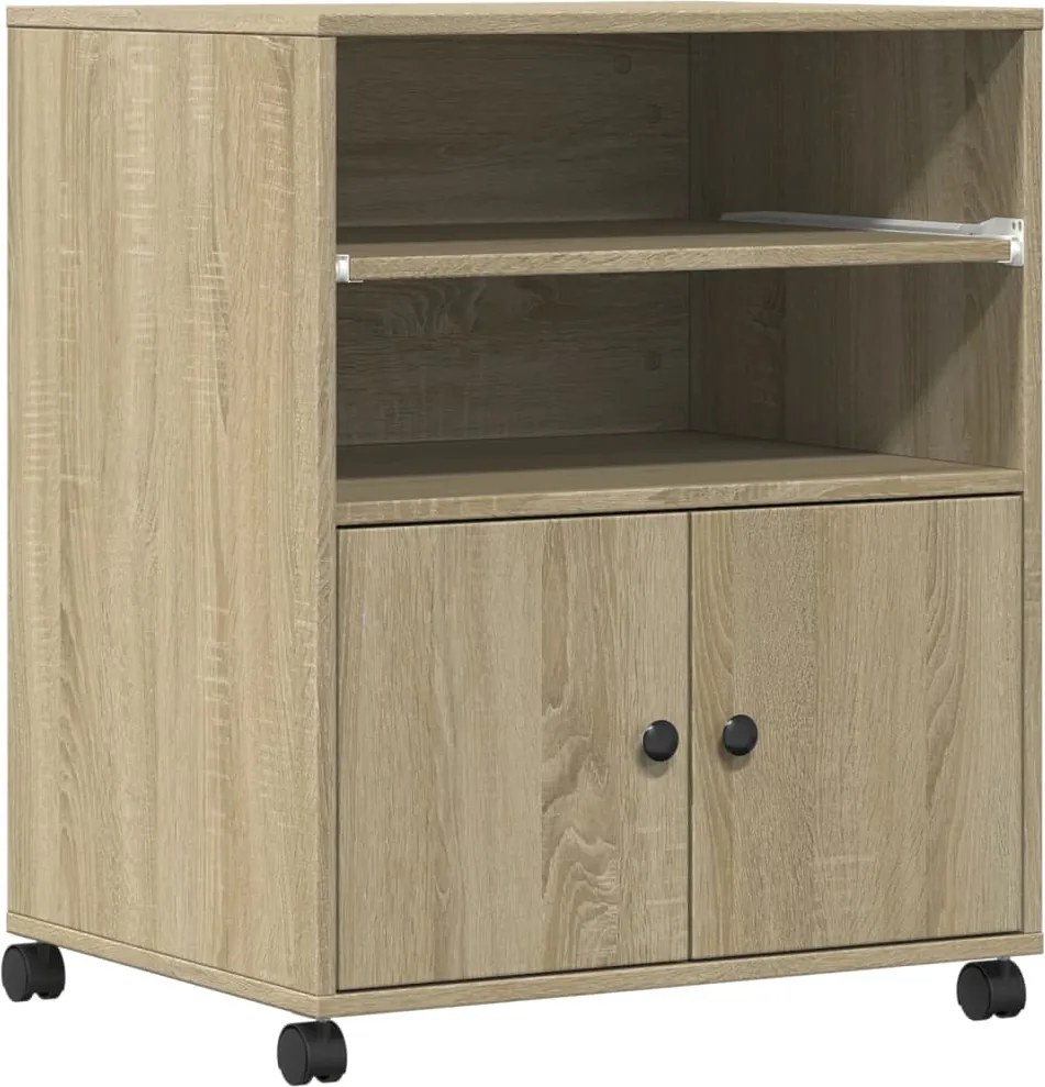vidaXL sonoma tölgy színű nyomtatóállvány kerekekkel 60x48x74 cm
