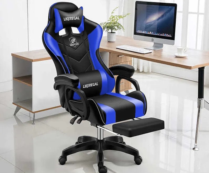 Likeregal 920 gamer szék lábtartóval kék masszázs funkcióval (LI-SW110BL)
