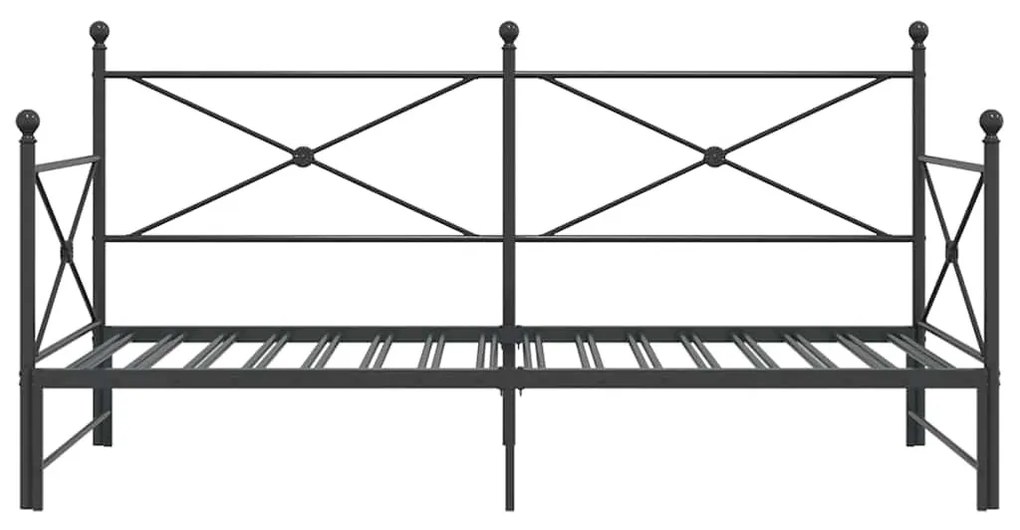 kihúzható kanapéágy matrac nélkül fekete 100x200 cm acél