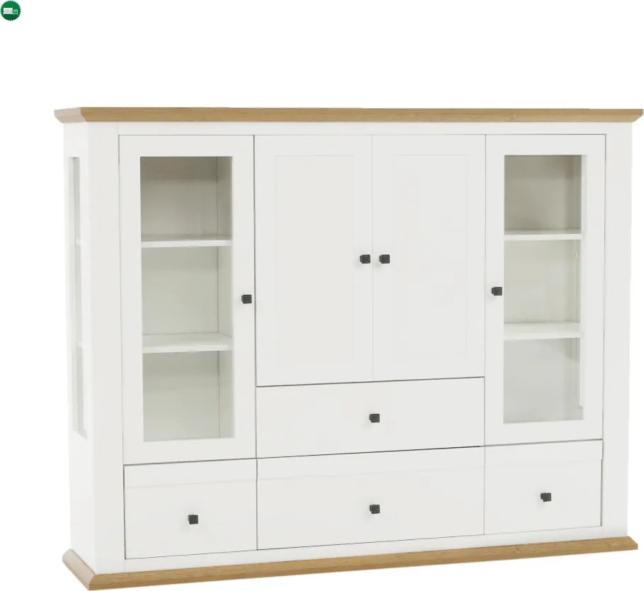 Vitrin MZ6, fehér/grand tölgy, LEON
