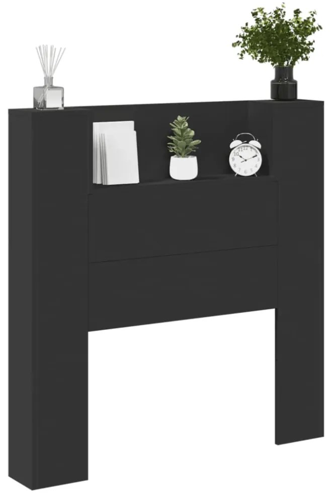 fekete áthidalószekrény LED-világítással 100 x 16,5 x 103,5 cm