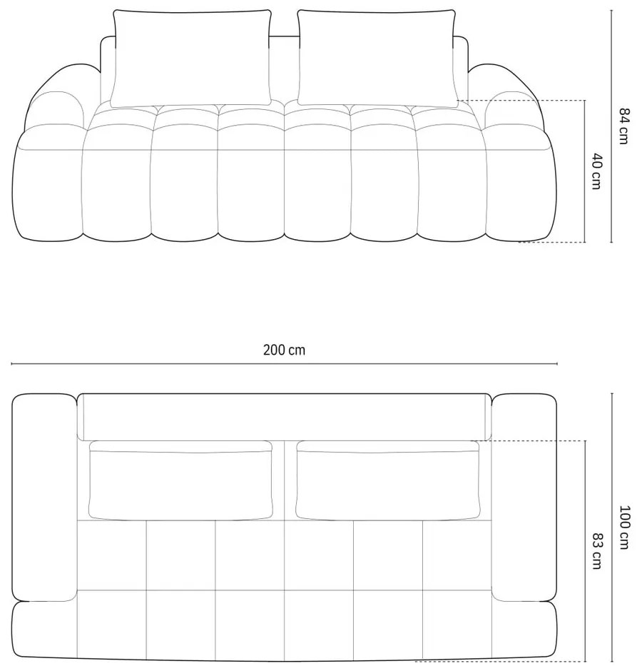 Petróleum színű bársony kanapé 200 cm Linz – Cosmopolitan Design