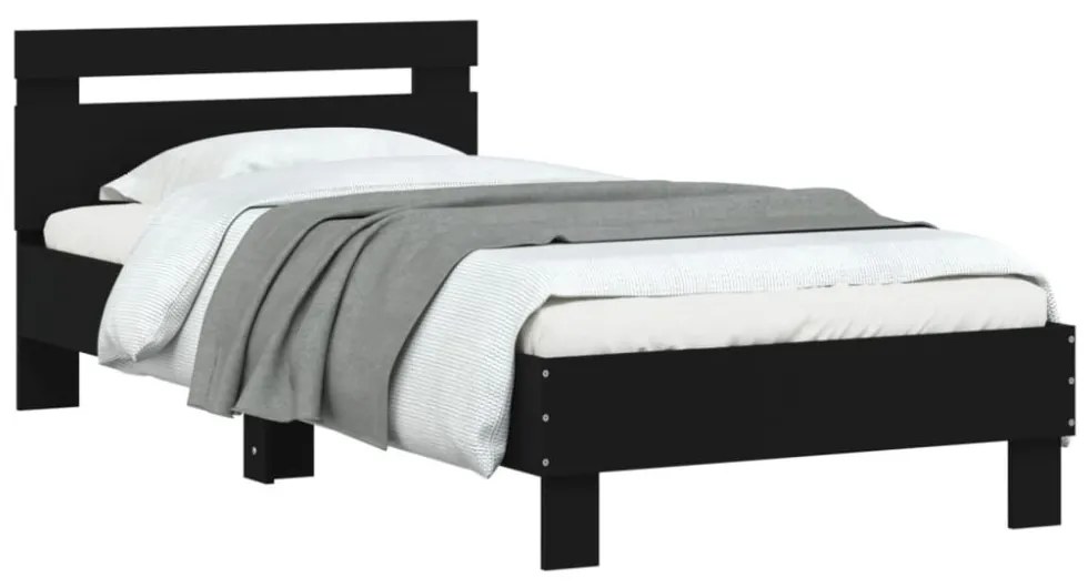 fekete szövet ágykeret fiókokkal 75x190 cm