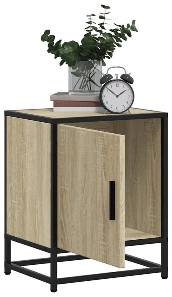 Éjjeliszekrények 2 db Sonoma tölgy 40x31x50 cm Gépi fa és fém