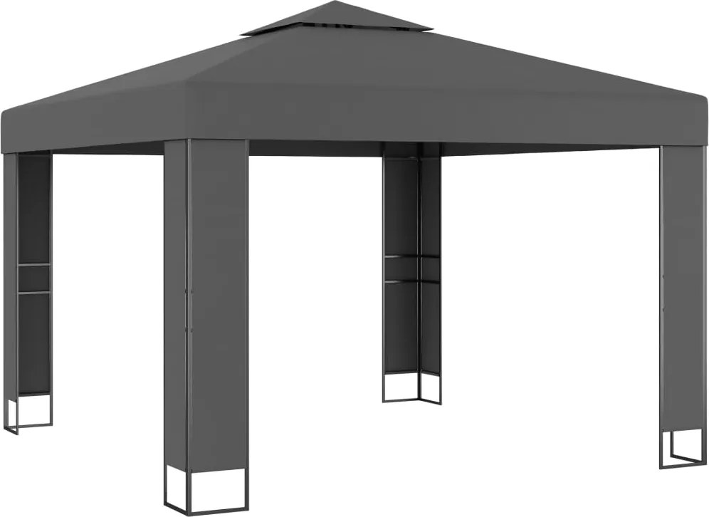 vidaXL antracitszürke pavilon duplatetővel 3 x 3 m