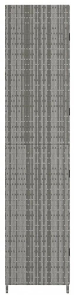 szürke polyrattan kerti tárolószekrény 59 x 40 x 180 cm