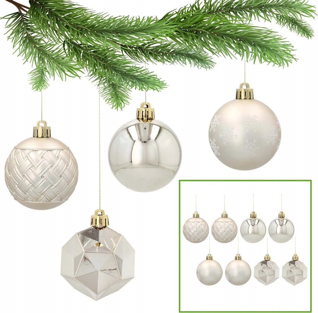 Arany karácsonyfadíszek,műanyag karácsonyfadísz szett,karácsonyfadísz 6cm,8db