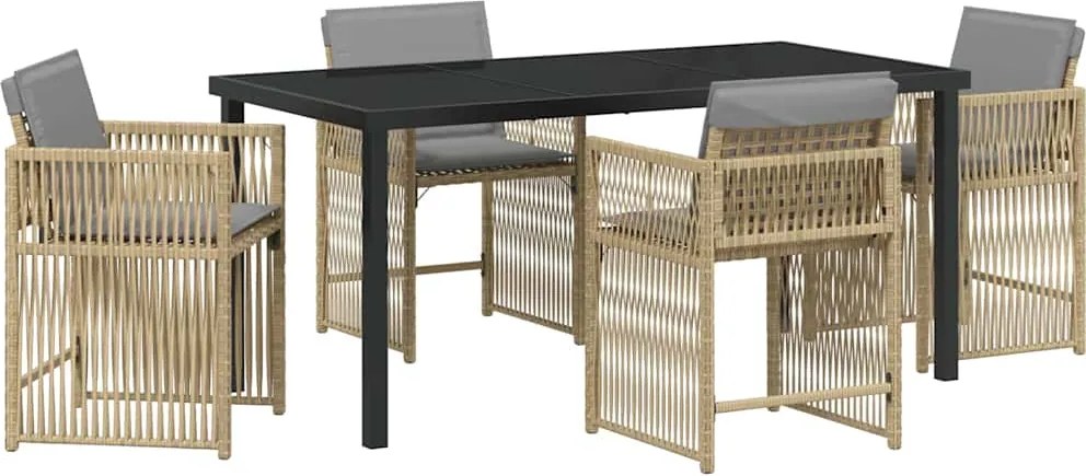 vidaXL Kert étkező szett 5 pcs Bézs polirattan