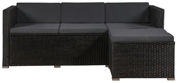 Juskys Punta Cana L kerti rattan szett – fekete/antracit párnák