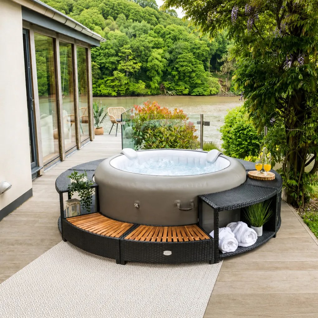 Lay-Z-Spa kör alakú rattan jakuzzi bútor, 200 cm, fekete