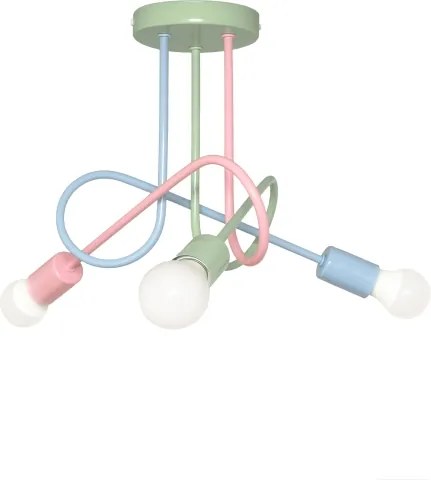Felületre szerelt OXFORD csillár 3xE27/15W/230V zöld/rózsaszín/kék