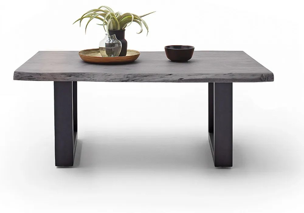 CARTAGENA dohányzó asztal akácfa 110x70cm - U alakú antikolt lábbal - Szürke