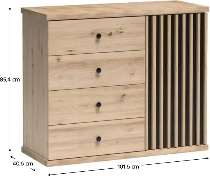 KOLI C-5 komód, tölgyfa artisan