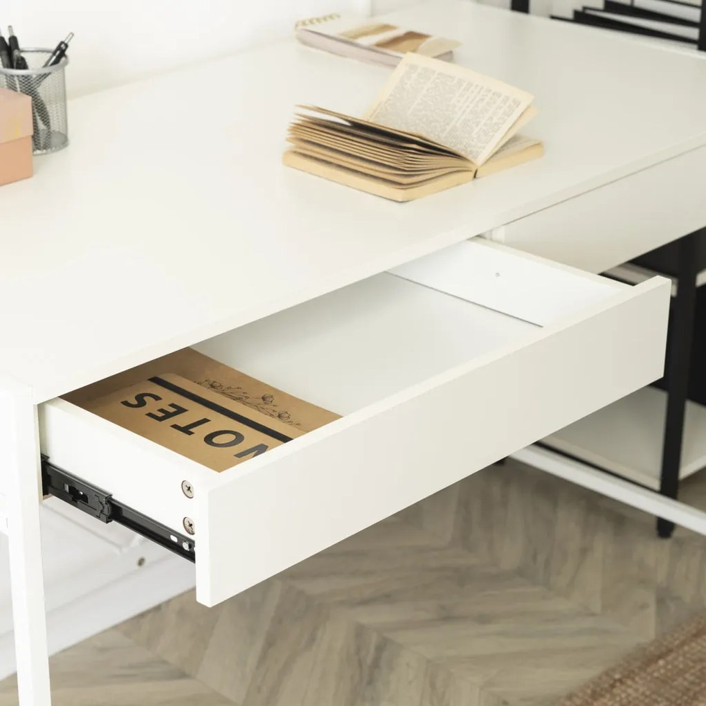 ALLY Birou 123 cm Fe ,de culoare albă