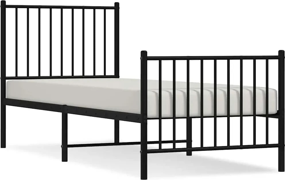 vidaXL fekete fém ágykeret fej- és lábtámlával 75 x 190 cm