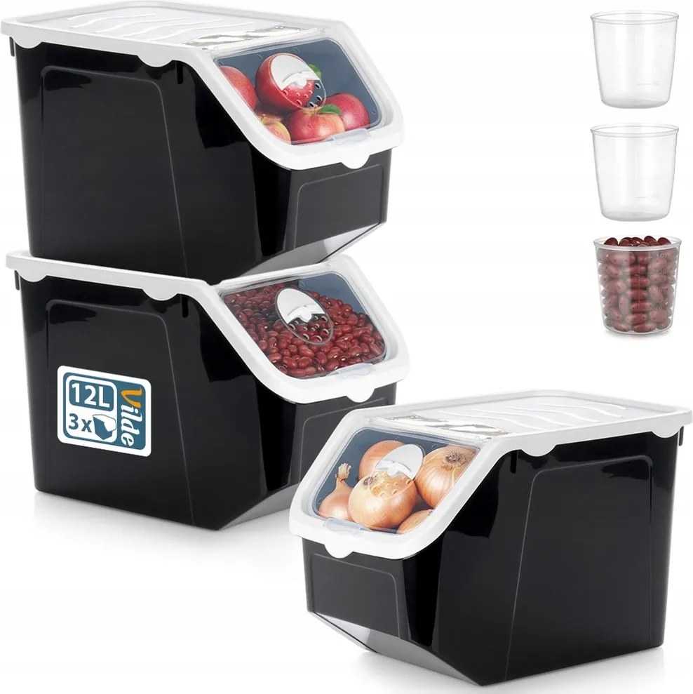 3x Zöldség Tartály Gyümölcs hagyma burgonya fokhagyma eledel por nagy XL