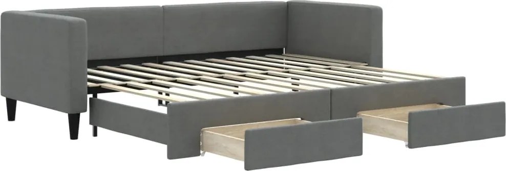 vidaXL sötétszürke kihúzható szövet heverő fiókokkal 80 x 200 cm