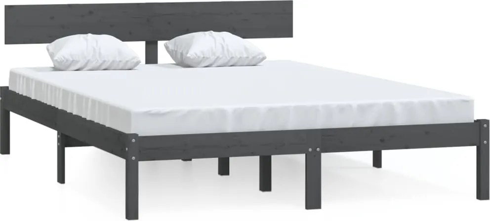 vidaXL szürke tömör fenyőfa ágykeret 140x190 cm