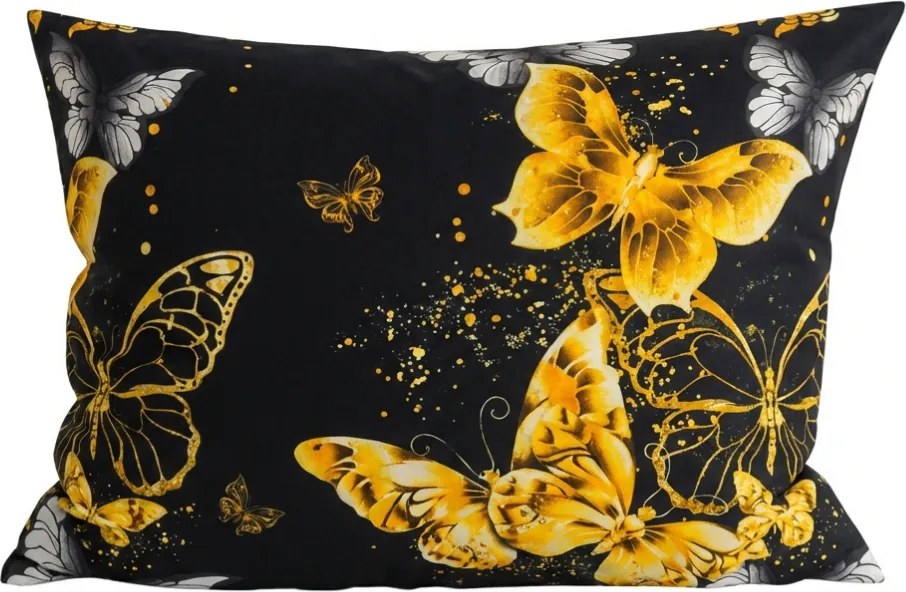 Mikroszálas párnahuzat GOLD BUTTERFLY 70x90 cm, fekete