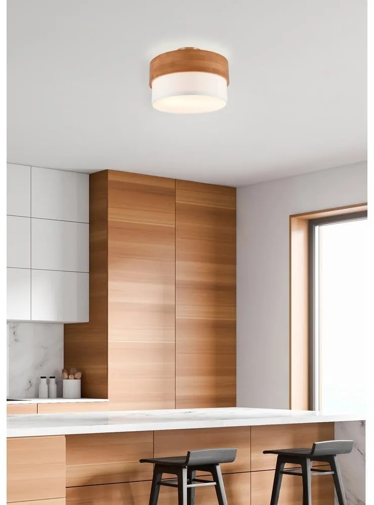 Fehér-natúr színű mennyezeti lámpa textil búrával Seasons – Trio