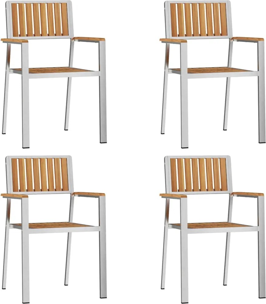 vidaXL Kerti Szék 4 pcs Barna 56 x 54,5 x 87 cm Tömör Teakfa