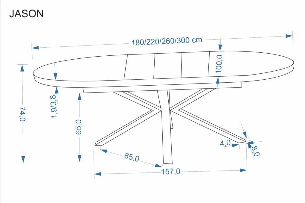 Jason bővíthető étkezőasztal dió 180-300cm