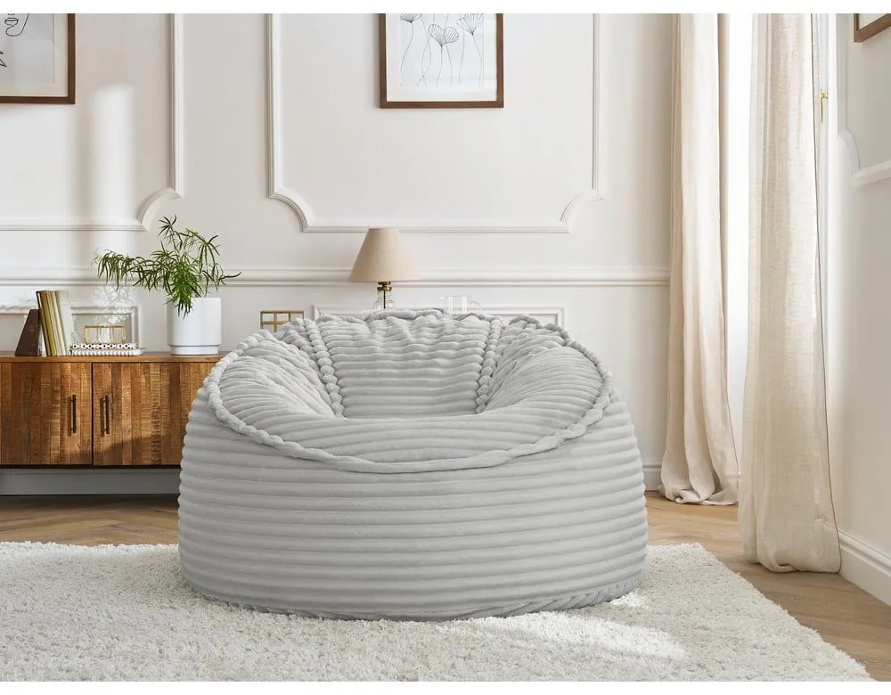 Világosszürke kordbársony babzsákfotel Socrate – Bobochic Paris