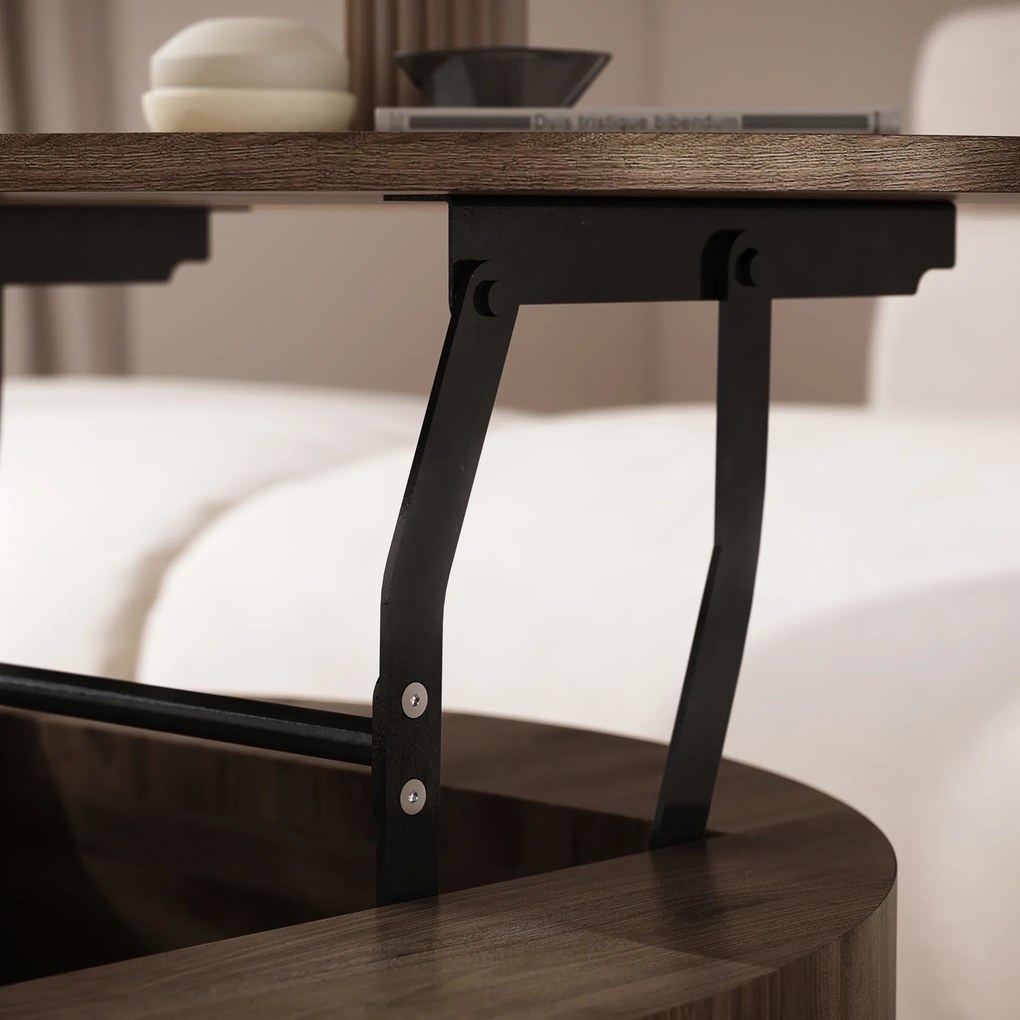 Mazzoni FRIDA Elegáns Diófa – MODERN DOHÁNYZÓASZTAL FELHAJTHATÓ LAPPAL ÉS TÁROLÓVAL