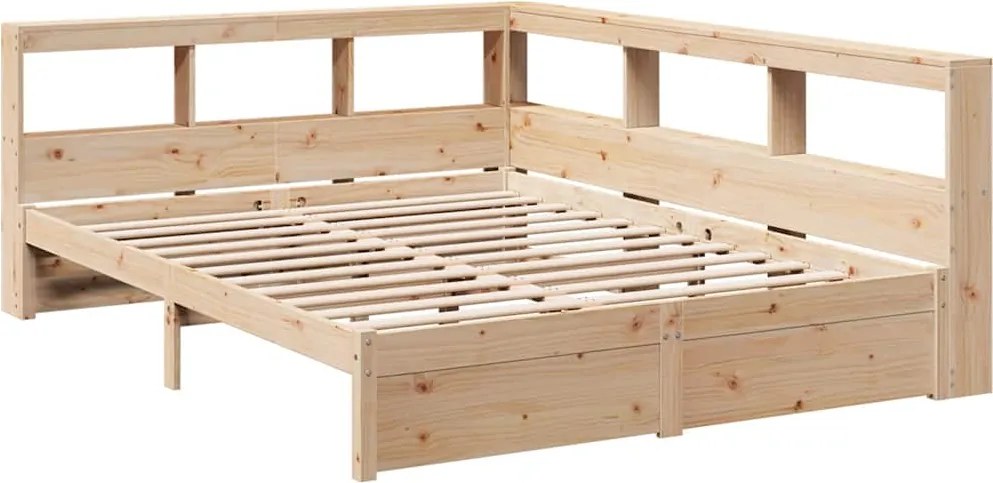 vidaXL tömör fenyőfa könyvespolcos ágy matrac nélkül 160 x 200 cm
