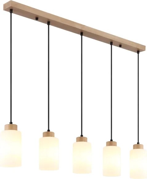 Globo 15977-5H - Kábelre függesztett csillár ROWENA 5xE27/60W/230V tölgy/fehér