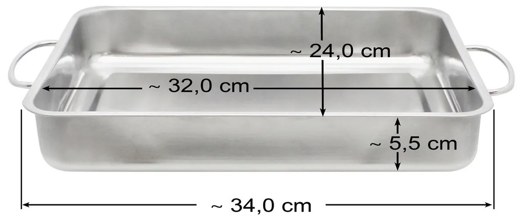 Elo 53435 Basic Rozsdamentes acél sütőedény 34 x24 x 5,5 cm