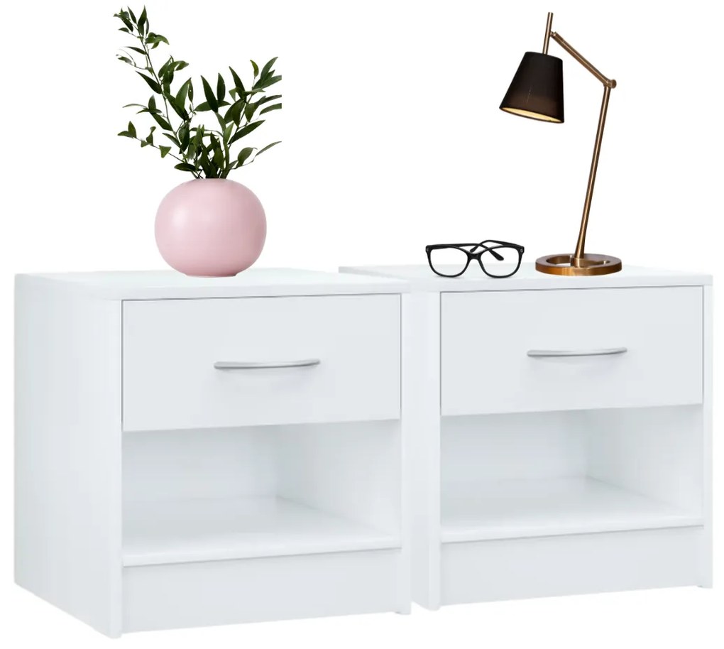 BIANCA éjjeliszekrény-készlet, 2 db, 41x39x28 cm, fehér Casaria