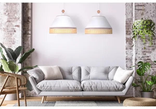 Duolla - Csillár zsinóron AVIGNON 2xE27/15W/230V fehér/rattan