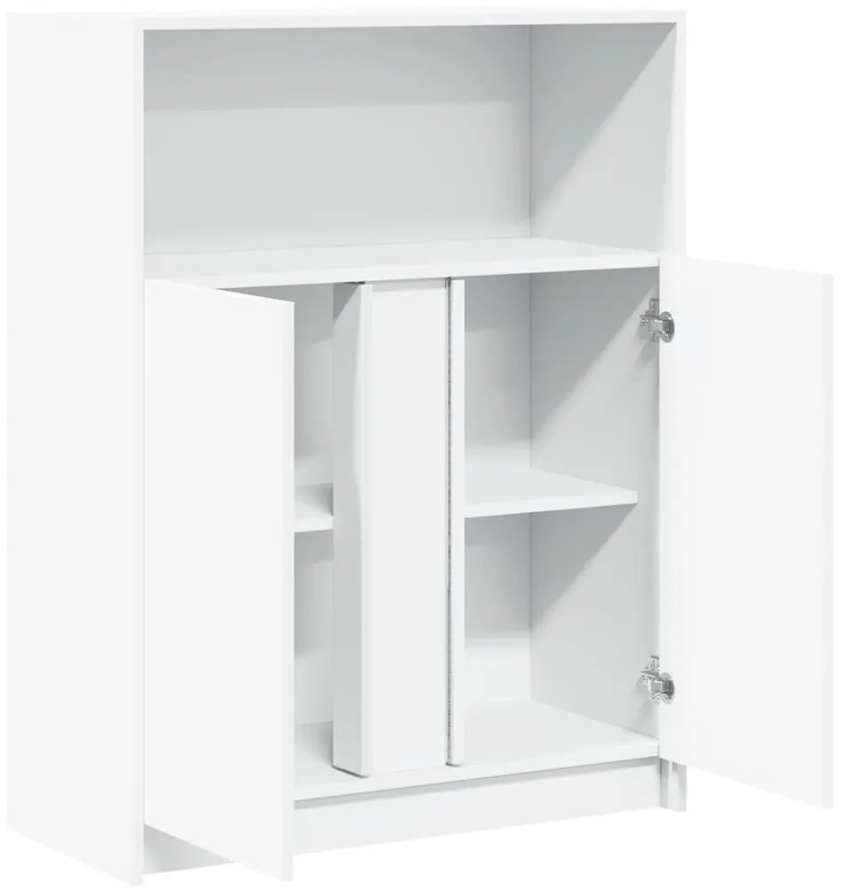 fehér szerelt fa tálalószekrény LED-del 77 x 34 x 100 cm