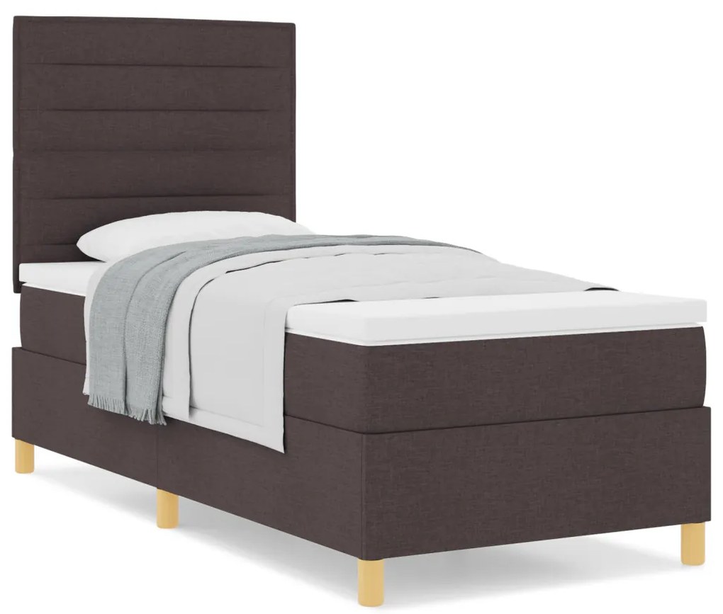Box Spring ágy matraccal, sötétbarna, 80x200 cm, szövet