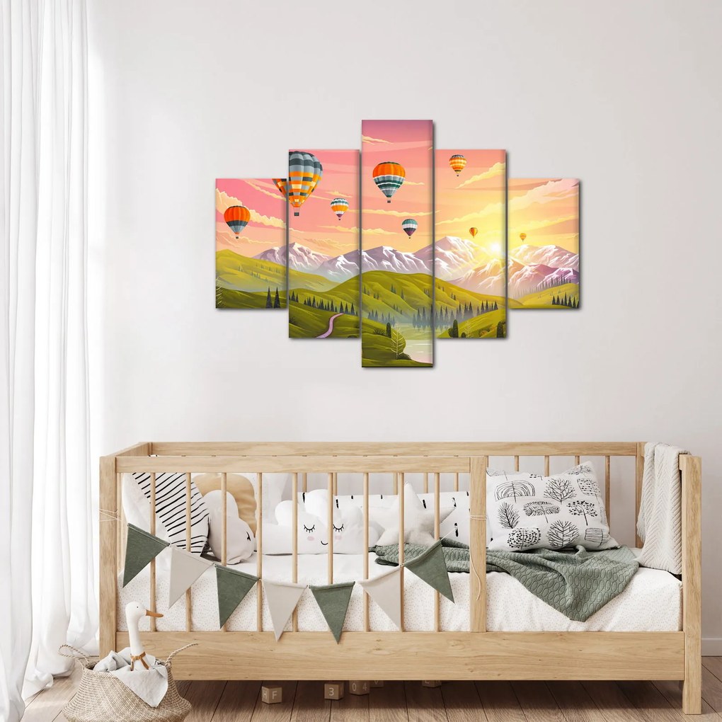 Léggömbök képe a táj felett (150x105 cm)
