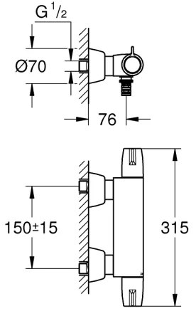 GROHE 34666000 - Termosztátos orvosi csaptelep DN 15, fényes króm
