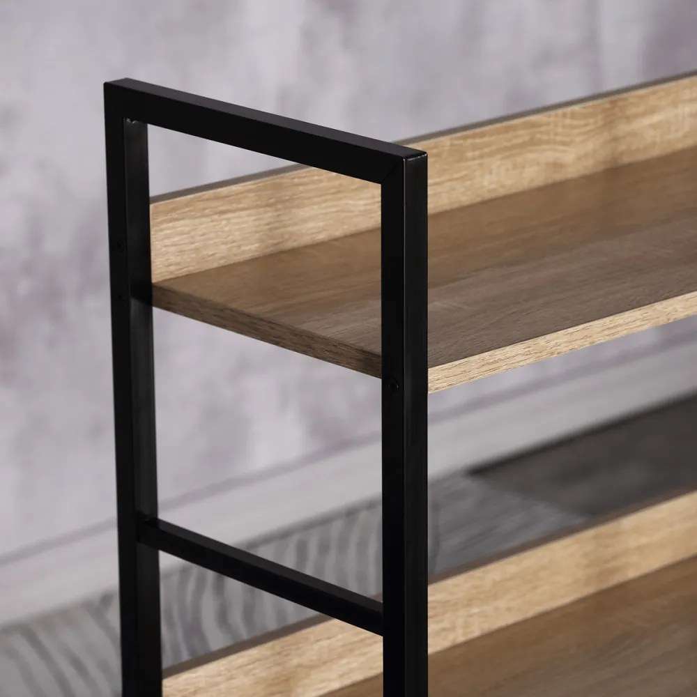 Intenso Home 4 szintes nyitott könyvespolc 60 x 126cm (Sonoma tölgy) | Univerzális tároló állvány fém lábakkal