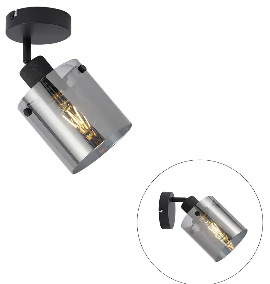 Design fali spotlámpa fekete füstüveggel - Domo