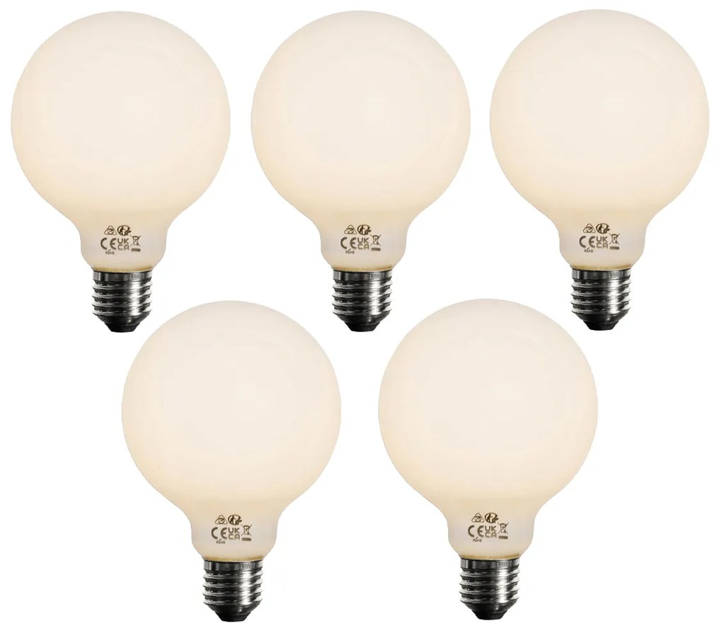 5 db-os E27 3 lépésben szabályozható LED opál G95 izzók 4W 450 lm 2700K