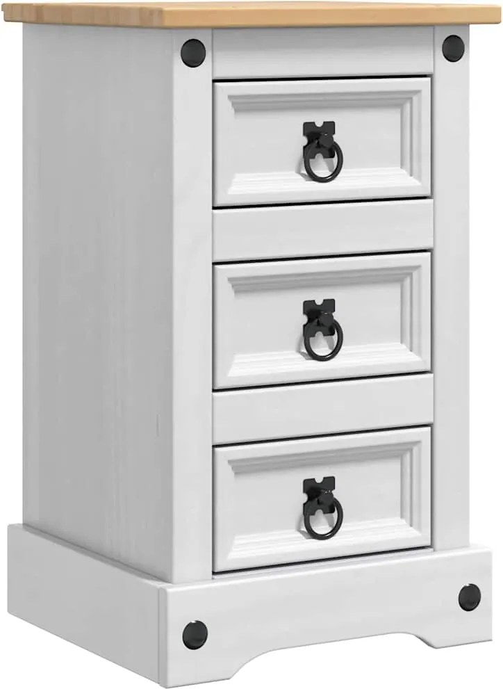vidaXL Éjjeli asztal Corona Fehér 35 x 32,5 x 58 cm Tömör fenyőfa