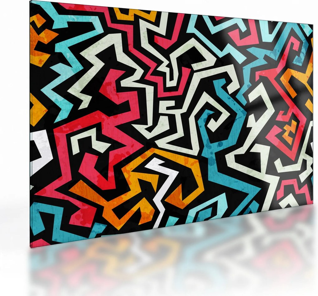 Grafikus absztrakciós kép (üvegen) (70x50 cm)