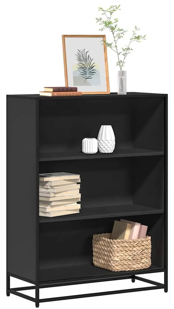 fekete szerelt fa könyvszekrény 80,5x35x107,5 cm