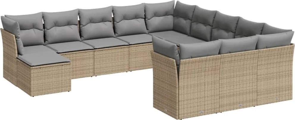 vidaXL 12 részes bézs polyrattan kerti ülőgarnitúra párnákkal