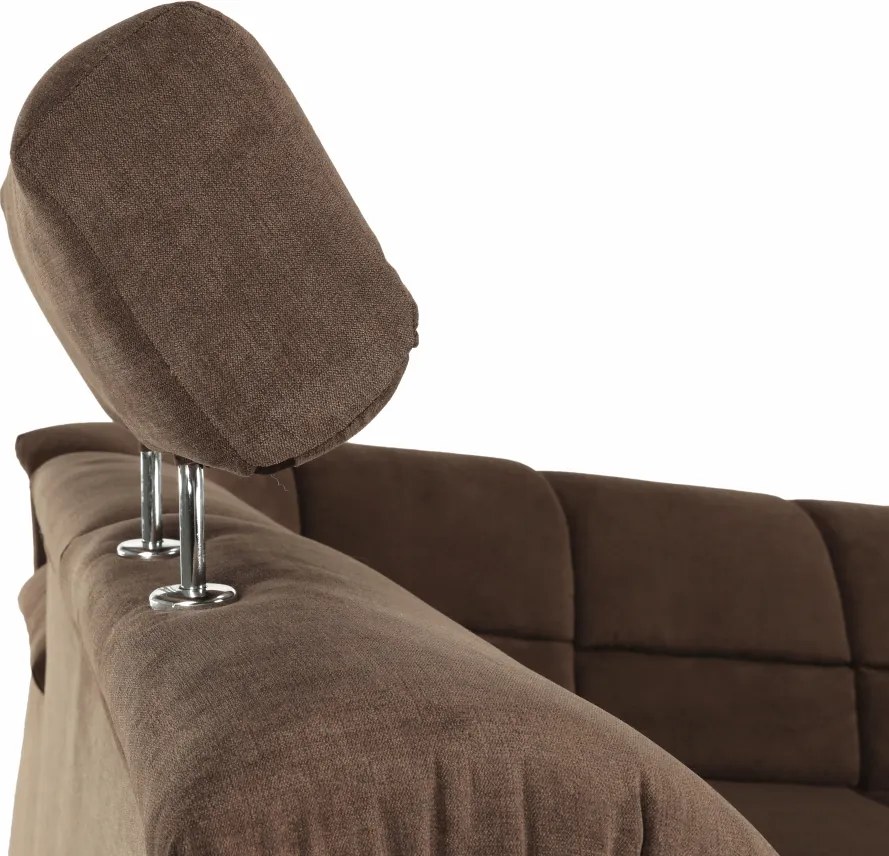 Kinyitható ülőgarnitúra, barna szövet, balos, SANTIAGO