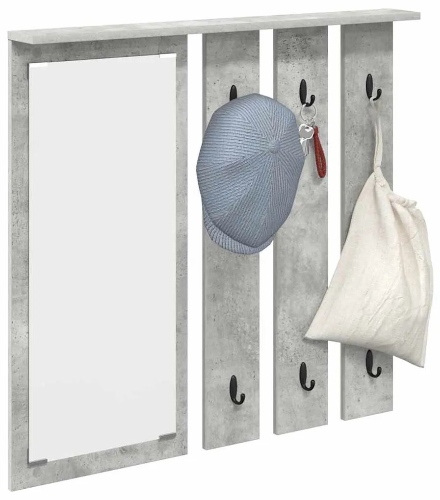 Fali Kabáthorog polcokkal Beton szürke 84 x 10 x 80 cm Faanyag