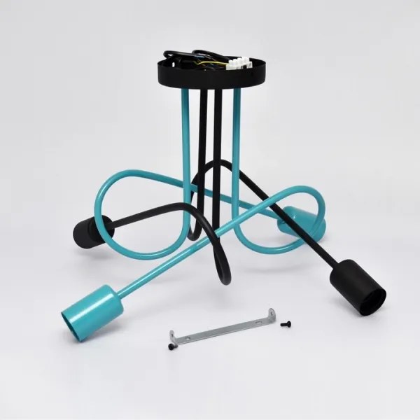 Felületre szerelhető csillár OXFORD 4xE27/15W/230V fekete/türkiz