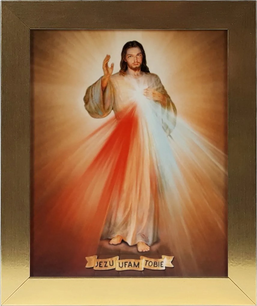 Vászonkép 30x25 Jézus Bízom Benned Arany Keret