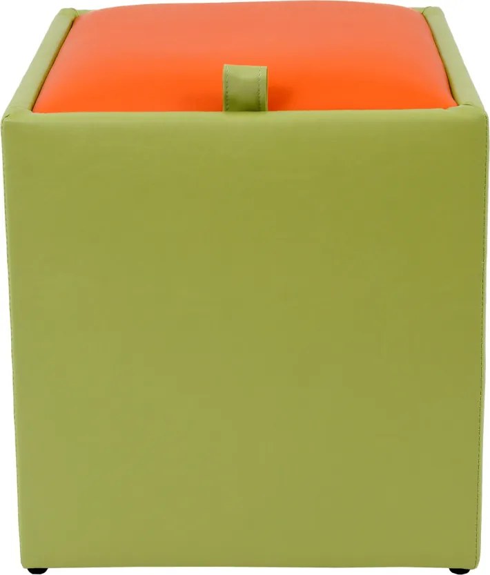 Box puff - műbőr, zöld/narancssárga - 21899/21895 R