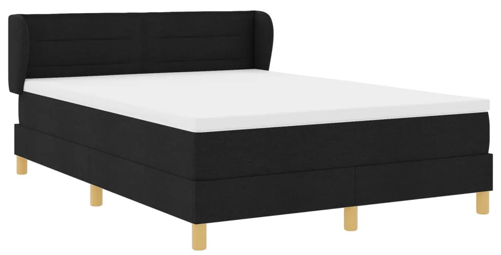 Boxspring Ágy Matrac nélkül - Fekete, 160x200 cm, Szövet